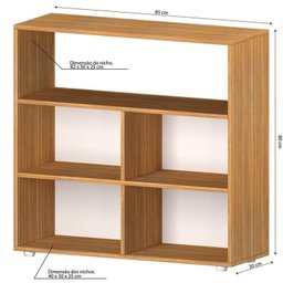Kit 3 Peças com Mesa Escrivaninha, Nichos Veneta e Estante Multiuso 5 Nichos Cairo - 6