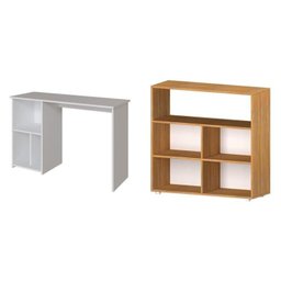 Kit 3 Peças com Mesa Escrivaninha, Nichos Veneta e Estante Multiuso 5 Nichos Cairo - 2