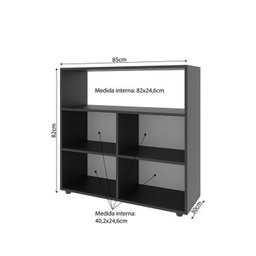 Kit 3 Peças com Mesa Escrivaninha, Nichos Veneta e Estante Multiuso 5 Nichos Cairo - 6