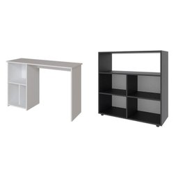 Kit 3 Peças com Mesa Escrivaninha, Nichos Veneta e Estante Multiuso 5 Nichos Cairo - 2
