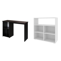 Kit 3 Peças com Mesa Escrivaninha, Nichos Veneta e Estante Multiuso 5 Nichos Cairo - 2