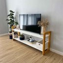 Ver imagem 2 de Rack TV Linea para TV 55" 140cm Madeira Pinus Fosco Branco e Nozes Artfactory Design