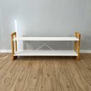Ver imagem 1 de Rack TV Linea para TV 55" 140cm Madeira Pinus Fosco Branco e Nozes Artfactory Design