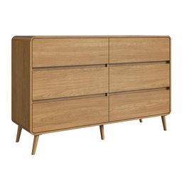 Cômoda Aparador Multiuso 6 Gavetas Estilo Retrô Moderna para Quarto ou Sala Carvalho Xingu - 2
