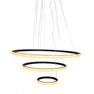 Lustre Pendente Luminaria 3 Aneis Arcos Perfil Articulavel 48W Ajustavel Perfil Infinito Decoraçao S