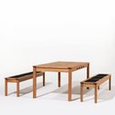 Ver imagem 2 de Conjunto Sala de Jantar 1 Mesa 2 Bancos 180cm Preto/Jatobá