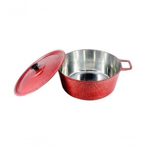 Caçarola Craqueada Alça Alumínio e Tampa 20cm Vermelho