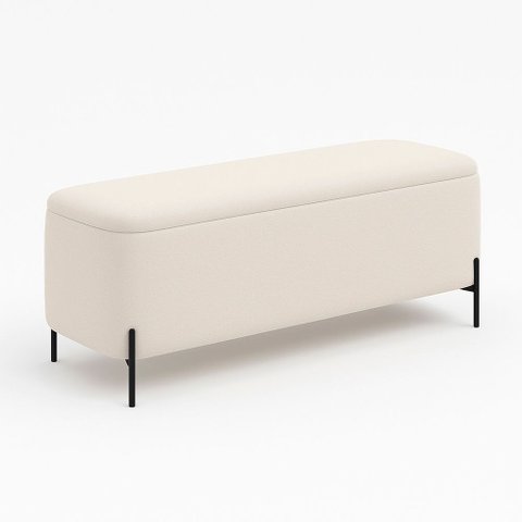 Puff Baú Bella 90cm Bouclé Off White - Sallar Home