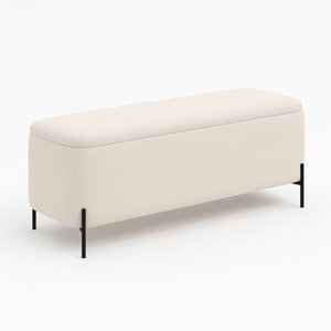 Puff Baú Bella 90cm Bouclé Off White - Sallar Home