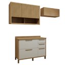 Ver imagem 2 de Cozinha Completa Modulada 3 Peças 7 Portas 2 Gavetas Marrom/Cinamomo/Off White