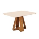 Ver imagem 3 de Mesa de Jantar Retangular 4 Lugares Tampo MDF Chanfrado Curvo Kiara 120cm Freijó Off White DJ Móveis