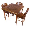 Ver imagem 1 de Cj Mesa Madeira 80x80cm - Base 4pé 78cm + 3 Cadeiras 43 - Natural - Beer Happy Hour