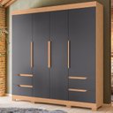 Ver imagem 1 de Guarda-Roupa Casal 4 Portas 4 Gavetas Doble Cinza/Freijó/Titanium