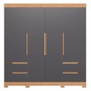 Ver imagem 3 de Guarda-Roupa Casal 4 Portas 4 Gavetas Doble Cinza/Freijó/Titanium