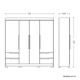 Guarda-roupa Casal 4 Portas 4 Gavetas Doble - 4