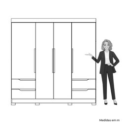 Guarda-roupa Casal 4 Portas 4 Gavetas Doble - 7