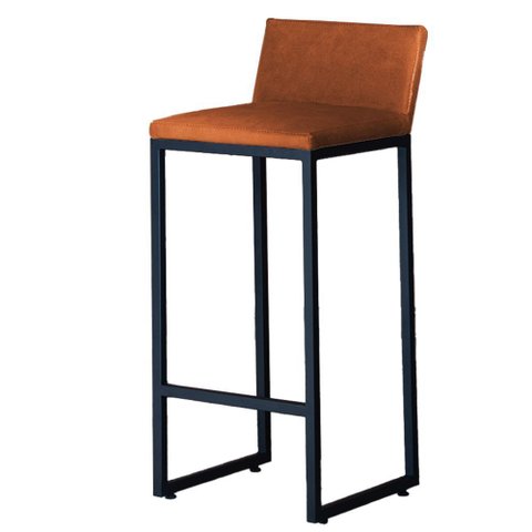 Banqueta Alta P/ Bancada Área Gourmet C/ Encosto e Apoio de Pés Courino Base Preta - Twdecora