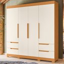 Ver imagem 1 de Guarda-Roupa Casal 4 Portas 4 Gavetas Doble Off White/Cinamomo