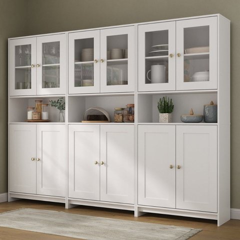 Armários Americanos para Cozinha Conjunto 3 Peças Branco/Gelo