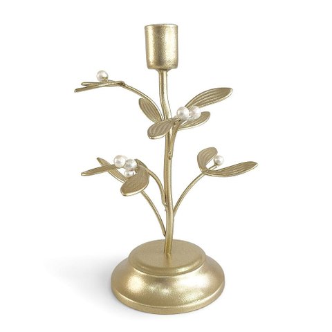 Castiçal Floral Alto em Metal Decorativo 21x13cm