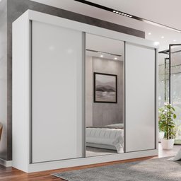 Guarda Roupa Casal 100% Mdf 3 Portas de Correr 6 Gavetas com Espelho Central Fênix - Mais Móveis - 2