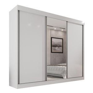 Guarda Roupa Casal 100% Mdf 3 Portas de Correr 6 Gavetas com Espelho Central Fênix - Mais Móveis