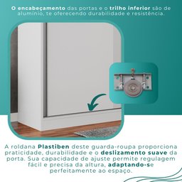 Guarda Roupa Casal 100% Mdf 3 Portas de Correr 6 Gavetas com Espelho Central Fênix - Mais Móveis - 7