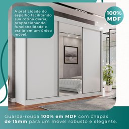 Guarda Roupa Casal 100% Mdf 3 Portas de Correr 6 Gavetas com Espelho Central Fênix - Mais Móveis - 5