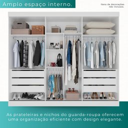 Guarda Roupa Casal 100% Mdf 3 Portas de Correr 6 Gavetas com Espelho Central Fênix - Mais Móveis - 4