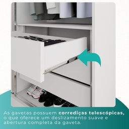 Guarda Roupa Casal 100% Mdf 3 Portas de Correr 6 Gavetas com Espelho Central Fênix - Mais Móveis - 8