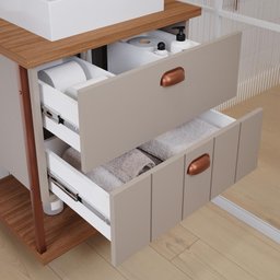 Gabinete para Banheiro com Cuba e Espelheira 60cm em MDF Uni MGM Marrom - 4