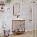 Ver imagem 2 de Gabinete para Banheiro com Cuba e Espelheira 60cm em MDF Uni MGM Marrom