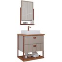 Ver imagem 1 de Gabinete para Banheiro com Cuba e Espelheira 60cm em MDF Uni MGM Marrom