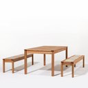 Ver imagem 2 de Conjunto Sala de Jantar 1 Mesa 2 Bancos 180cm Bege/Jatobá/Areia
