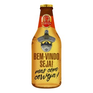 Placa com Abridor de Garrafa Temático em Formato de Cerveja 10x29cm Mdf - Wp Connect