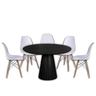 Conjunto Mesa de Jantar Cone Redonda 120 cm Ébano + 5 Cadeiras Eames Dkr Wood Personal Decor - 1