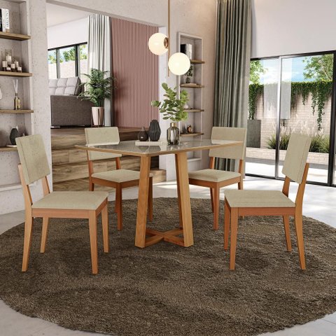 Conjunto Sala de Jantar Madeira Maciça 4 Cadeiras Kappesberg