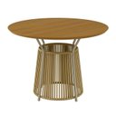 Ver imagem 3 de Mesa de Jantar Redonda 4 Lugares MDF Corda Náutica 120cm Troma Bege Dourado/Bege