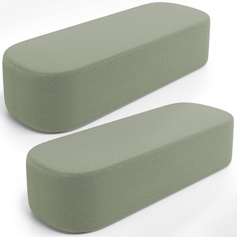Kit 02 Puffs Decorativos Orgânicos para Living Quarto 195cm Doha W01 Bouclê Oliva - Lyam Decor
