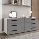 Ver imagem 1 de Cômoda 6 Gavetas Lisboa Cinza/Branco