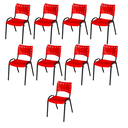Ver imagem 2 de Kit 9 Cadeiras Iso Fixa Empilhável Escola Igreja Salão:vermelho