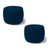 Kit 02 Puffs Decorativos Living Aisha Orgânico Redondo Veludo Azul Marinho - Desk Design - 1