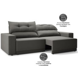 Sofá Lord 2,00m Retrátil e Reclinável Velosuede - Netsofas - 3
