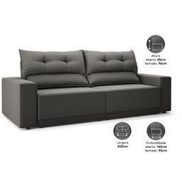 Sofá Lord 2,00m Retrátil e Reclinável Velosuede - Netsofas - 4