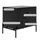 Ver imagem 3 de Conjunto 2 Mesas de Cabeceira e Cômoda 6 Gavetas Jasper - Preto Fosco