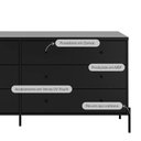 Ver imagem 3 de Conjunto 2 Mesas de Cabeceira e Cômoda 6 Gavetas Jasper - Preto Fosco