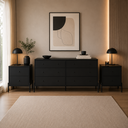 Ver imagem 2 de Conjunto 2 Mesas de Cabeceira e Cômoda 6 Gavetas Jasper - Preto Fosco