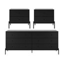 Ver imagem 1 de Conjunto 2 Mesas de Cabeceira e Cômoda 6 Gavetas Jasper - Preto Fosco