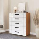 Ver imagem 1 de Cômoda 5 Gavetas Lisboa Branco/Freijó