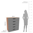 Ver imagem 3 de Cômoda 5 Gavetas Lisboa Politorno Móveis Cinza/Freijó